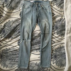 Gap always skinny ripped jeans!