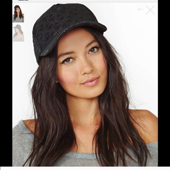 Black leather cap