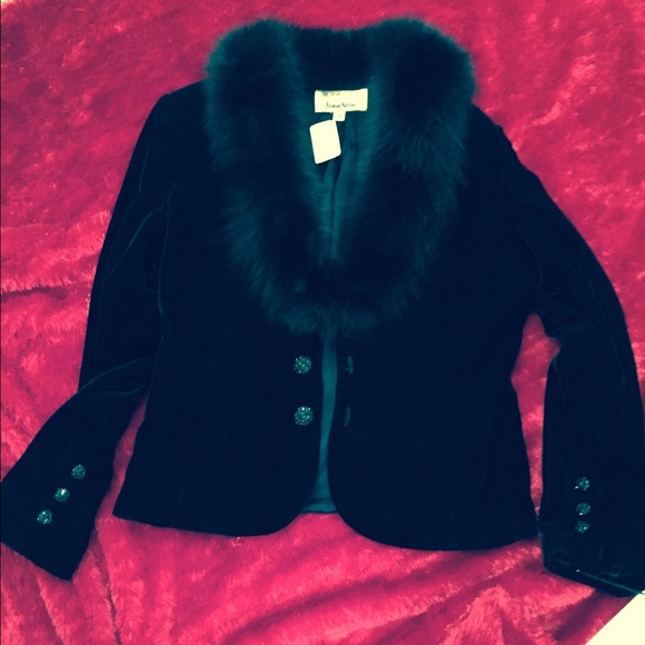 Fox trimmed velvet jacket from Neiman Marcus