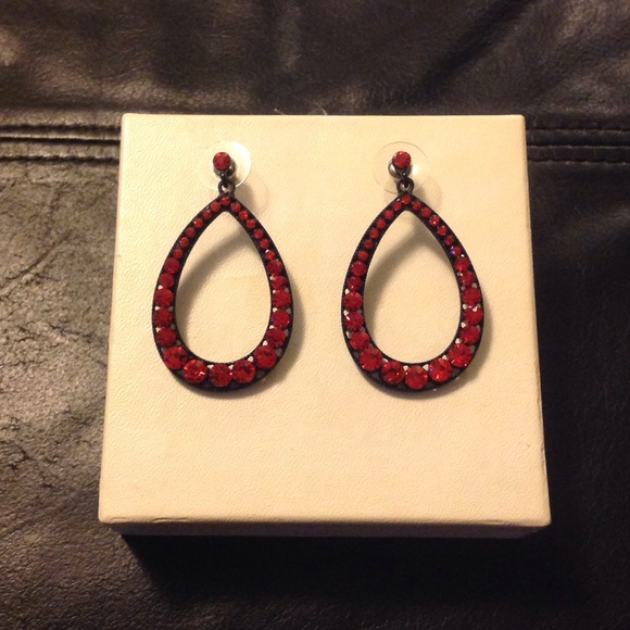 New Red Rhinestone Earrings