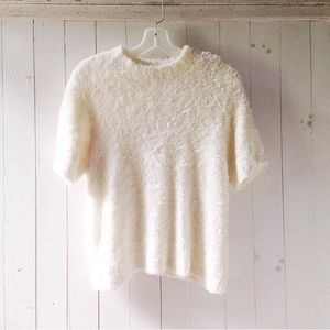 90s fuzzy cream grunge top