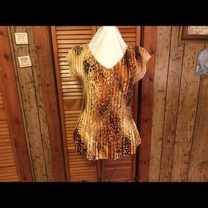 Gold and Brown Leopard Print Blouse