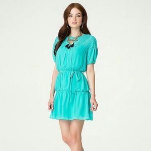 Bebe bubble sleeve pintuck dress