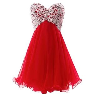 Red sequined homecoming dress
