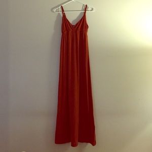 Burnt orange maxi dress.