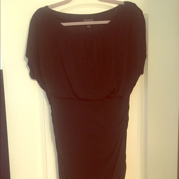 En Focus black ruched dress