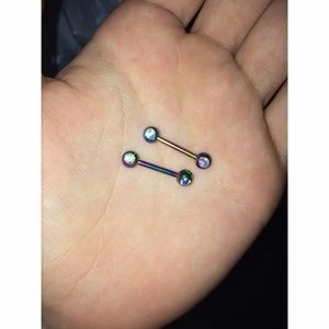 14g multicolored nipple barbells💋