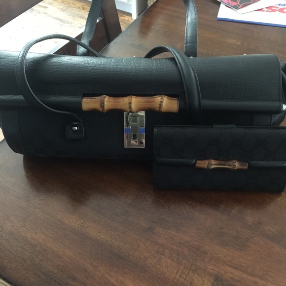 Gucci bamboo purse and matching wallet for sale