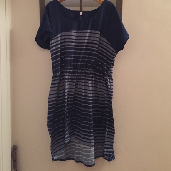 2x blue striped cotton dress