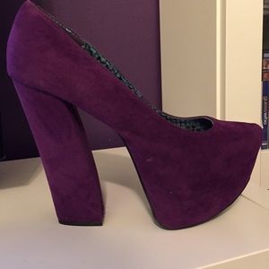 Chunky purple platform heels