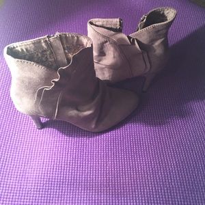 Gray Faux Suede Ankle Boots.
