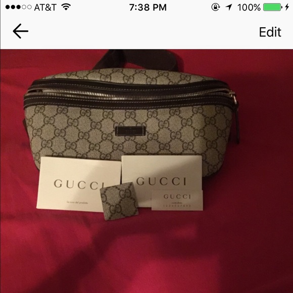 Authentic Gucci monogram waist belt bag