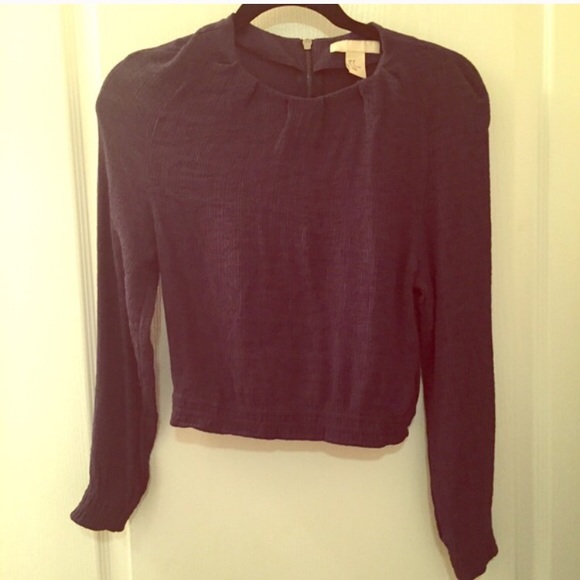 Blue crop top blouse
