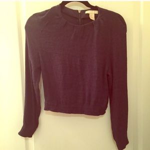 Blue crop top blouse