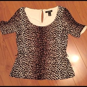 White House Black Market leopard top small
