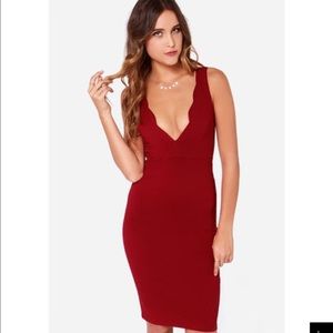 Wine red scallop dress