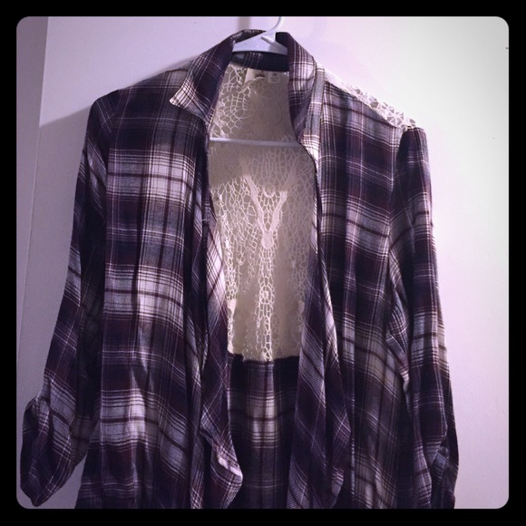 Adorable lace back flannel