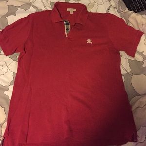 Red Burberry Polo Shirt