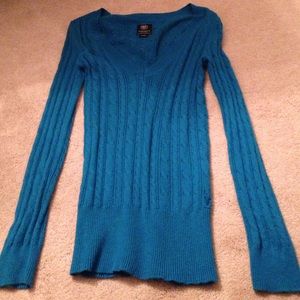 Aqua blue v neck sweater
