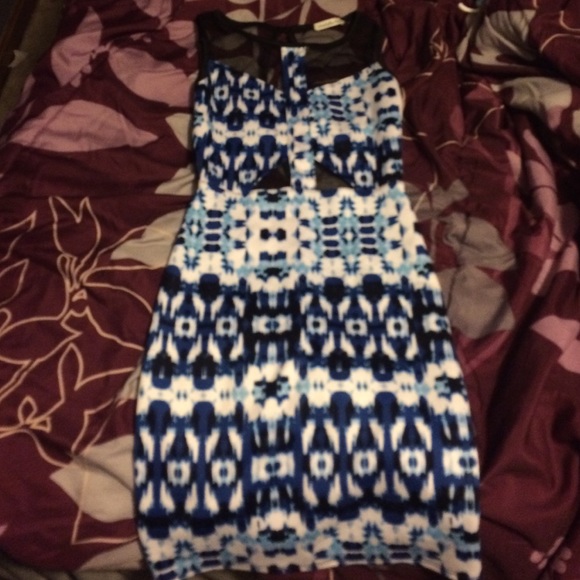 Tight fitted dress. Black white and blue