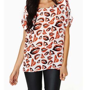 XS nasty gal " hot kisses" semi-sheer top