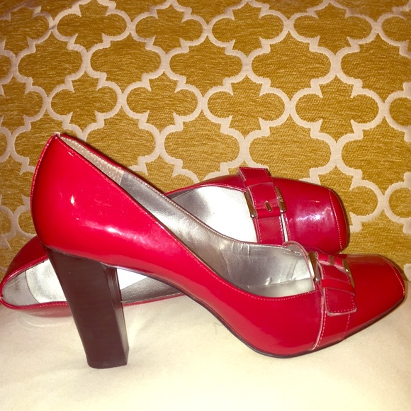 Cherry red Anne Klein work-or-play pumps