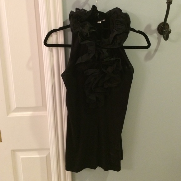 Black sleeveless dressy ruffle top - Picture 1 of 2