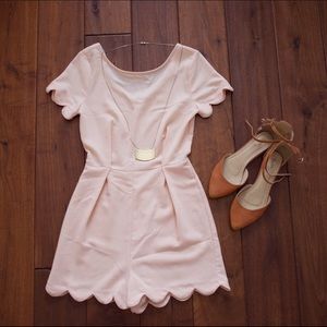 Light peach romper with scallop detail
