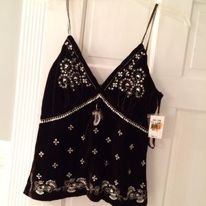 Brown velvet cami with sequin detail