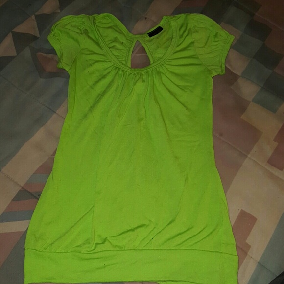 Lime green open back shirt