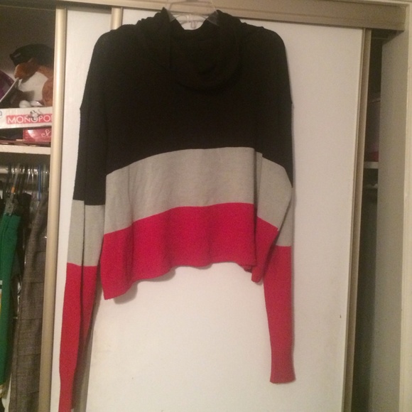 Black gray and white turtle neck