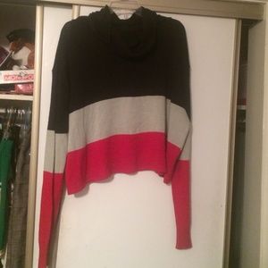 Black gray and white turtle neck