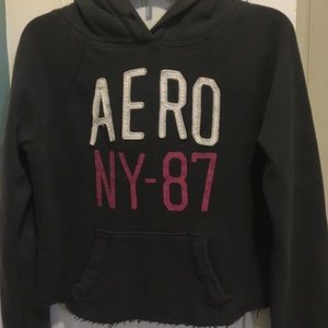 croped gray aeropostle hoodie