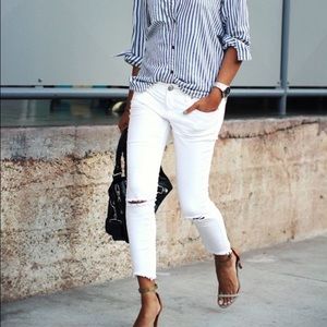 Free People white denim cut offs