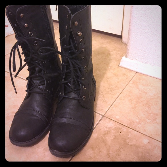 Black combat boots