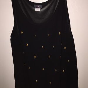 black tank top with gold skulls