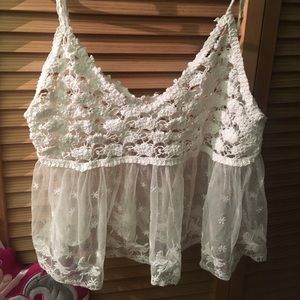 White crotchet Bralette with flowly trim