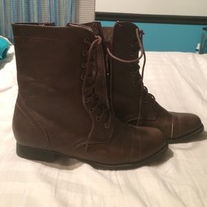 Brown combat boots size 8