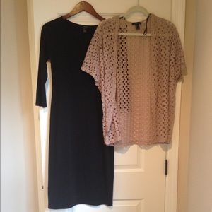 Black dress with crochet kimono.