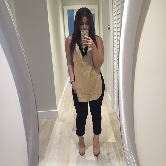 Suede high-slit top - Picture 3 of 4