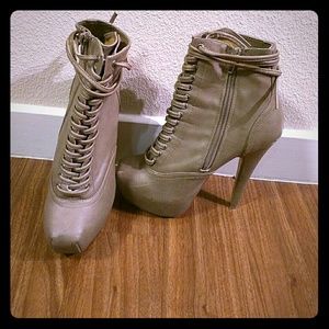 Lace up side zip bootie