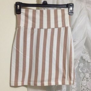 Striped white and tan miniskirt