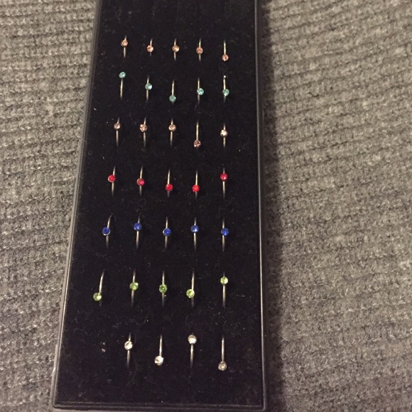 Hoop Nose Rings With Rhinestones - Picture 3 of 3