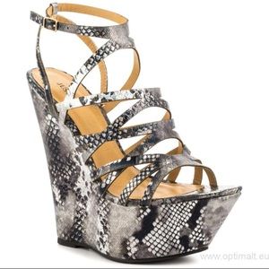 Snake print platform heels