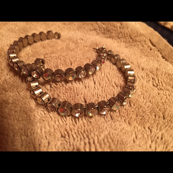Rhinestone Hoop Earrings - pierced