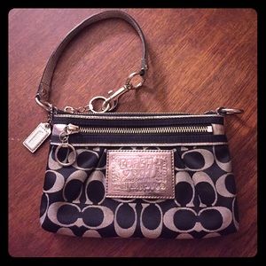 Black & Silver Coach Poppy Wristlet Gently Worn OS