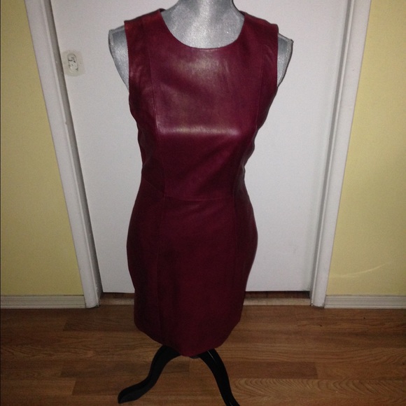 Muubaa leather burgundy dress