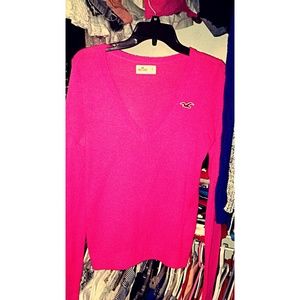 Hollister pink v-neck sweater