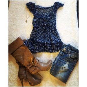 💙Blue Floral Sheer Blouse💙