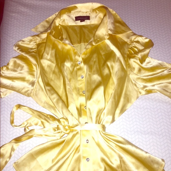 Yellow Silk Bebe shirt